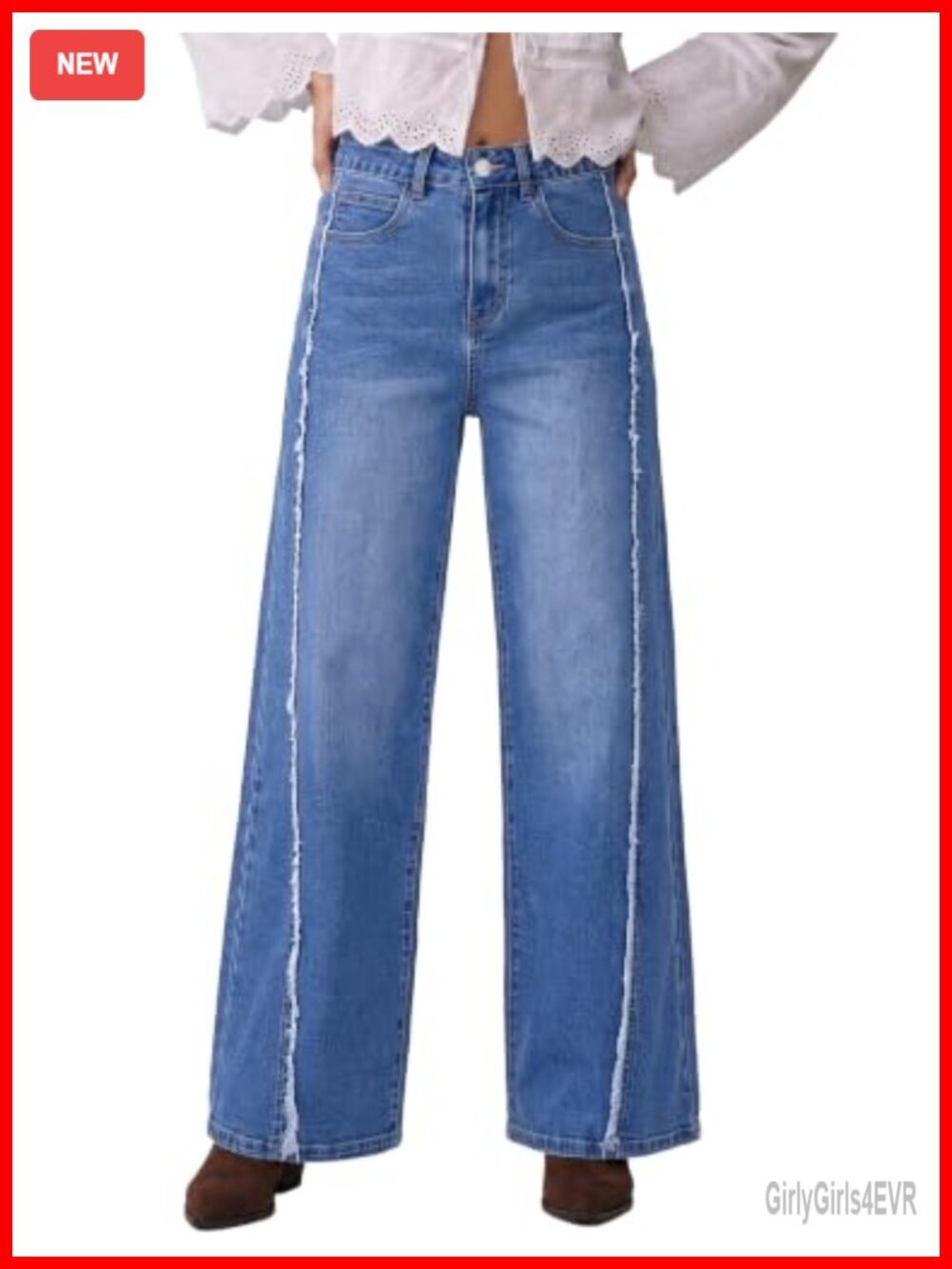 High Waisted Wide Leg Jeans with Stretchy Denim Y2K Style